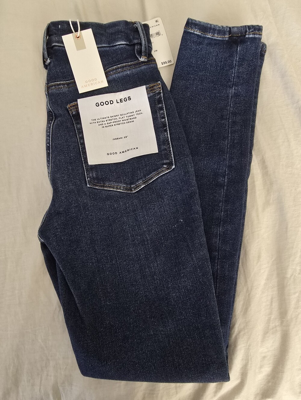 NWT Good American Power Stretch Pull-On Skinny Jeans Indigo M